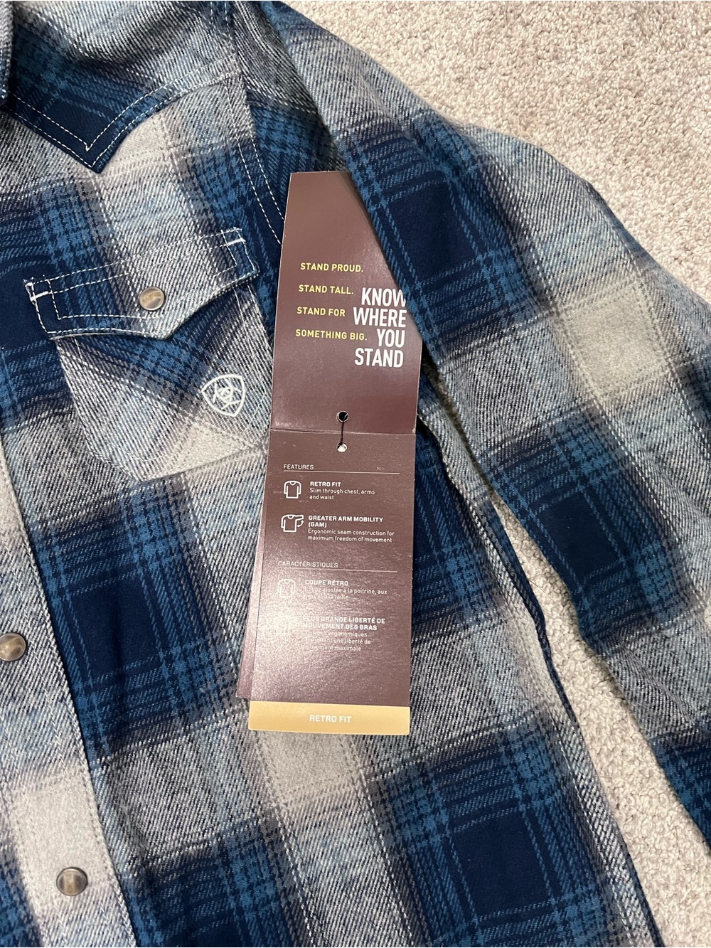 Ariat Boys Blue Plaid Flannel Pearl Snap Western Shirt - Picture 5 of 8